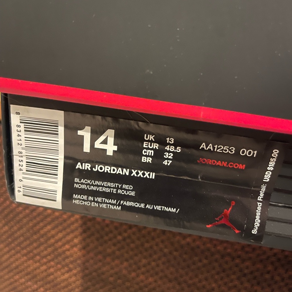 Jordan XXXI Black and Red Athletic Shoes - Picture 5 of 5